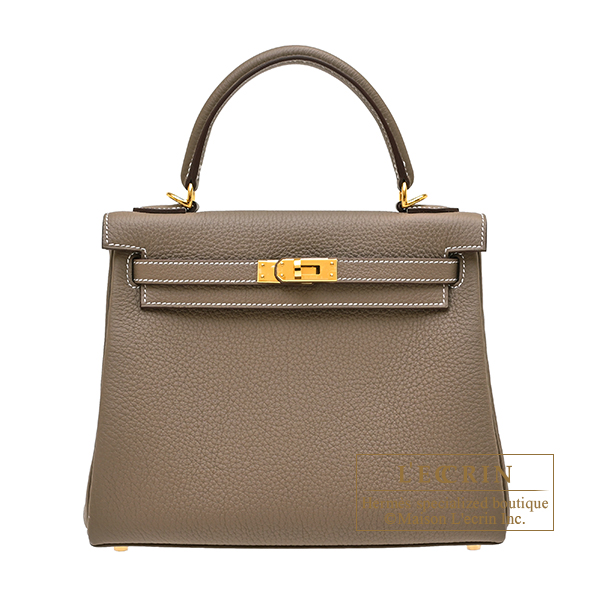 Hermes　Kelly bag 25　Retourne　Etoupe grey　Togo leather　Gold  hardware