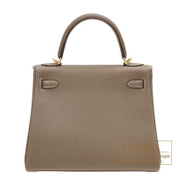 Hermes Kelly bag 25 Retourne Etoupe grey Togo leather Gold hardware