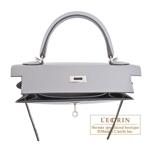 Hermes Kelly bag 25 Sellier Gris pantin Epsom leather Silver hardware