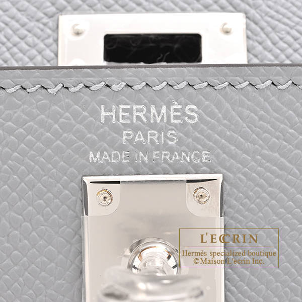 Hermes Kelly bag 25 Sellier Gris pantin Epsom leather Silver hardware