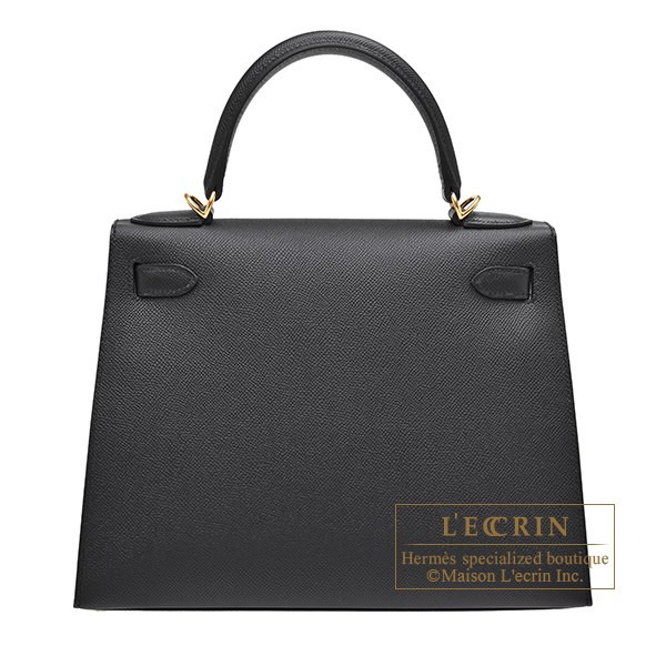 Hermes Kelly bag 28 Sellier Black Epsom leather Gold hardware
