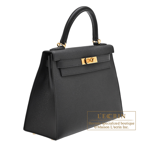 Hermes Kelly bag 28 Sellier Black Epsom leather Gold hardware
