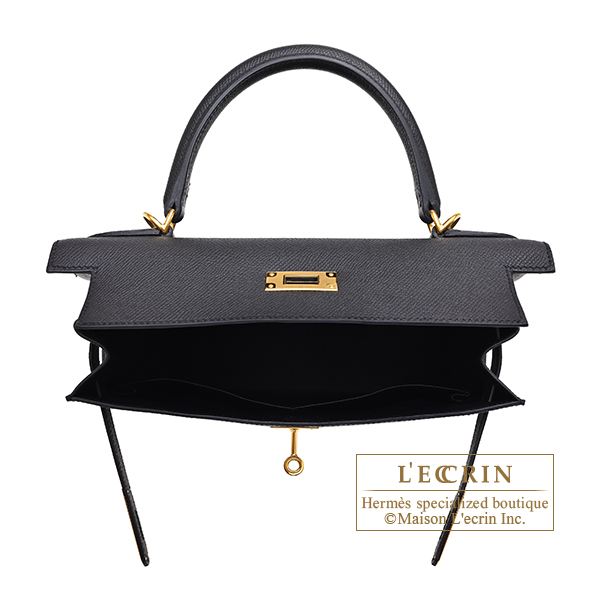 Hermes Kelly bag 28 Sellier Black Epsom leather Gold hardware