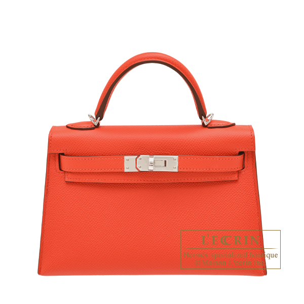 Hermes　Kelly bag mini　Sellier　Capucine　Epsom leather　Silver hardware