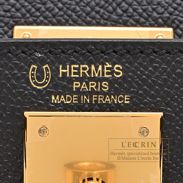 Hermes Personal Kelly bag 28 Sellier Black/ Bordeaux Epsom leather Gold hardware