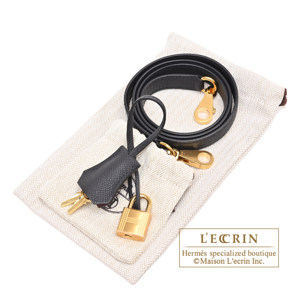 Hermes Personal Kelly bag 28 Sellier Black/ Bordeaux Epsom leather Gold hardware