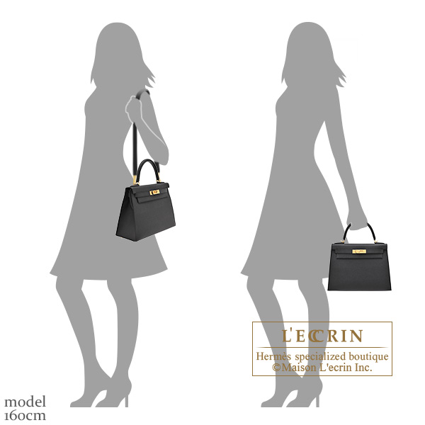 Hermes Personal Kelly bag 28 Sellier Black/ Bordeaux Epsom leather Gold hardware