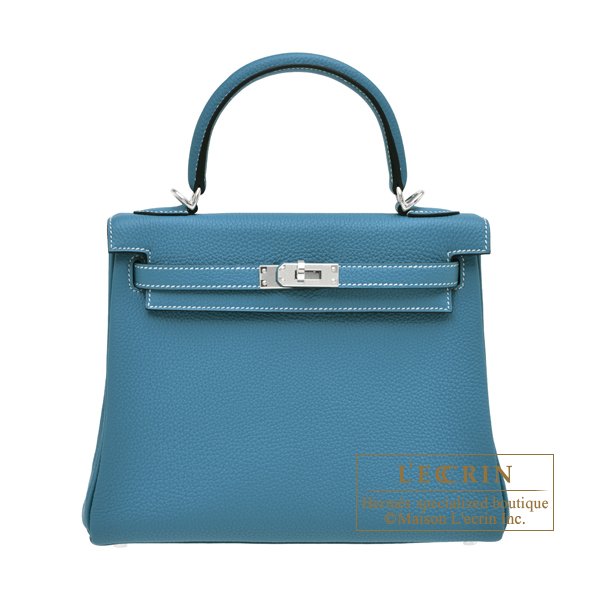 Hermes　Kelly bag 25　Retourne　New blue jean　Togo leather　Silver hardware