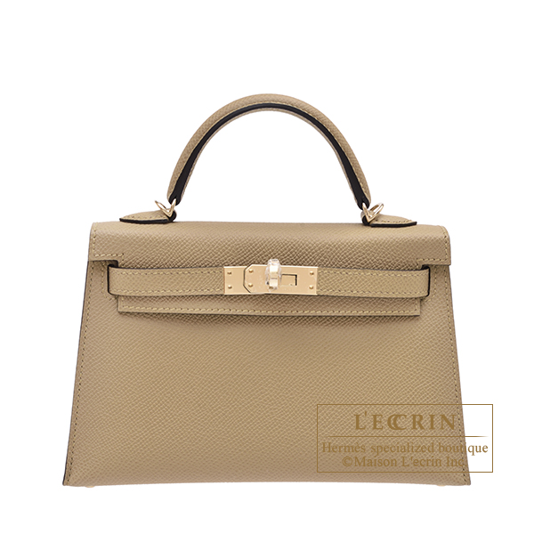 Hermes　Kelly bag mini　Sellier　Poussiere　Epsom leather　Champagne gold hardware