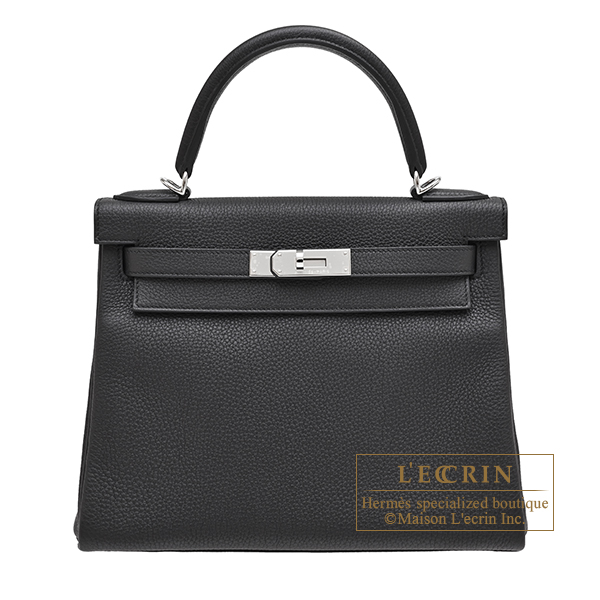 Hermes　Kelly bag 28　Retourne　Black　Togo leather　Silver hardware
