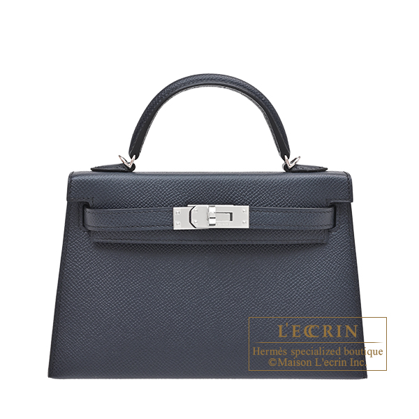 Hermes　Kelly bag mini　Sellier　Blue indigo　Epsom leather　Silver hardware