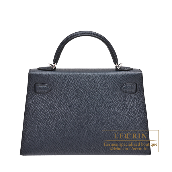 Hermes Kelly bag mini Sellier Blue indigo Epsom leather Silver hardware