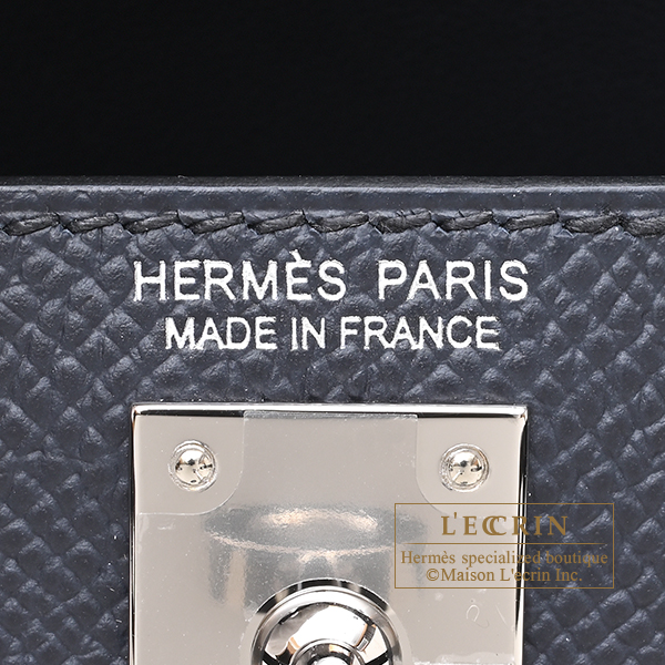 Hermes Kelly bag mini Sellier Blue indigo Epsom leather Silver hardware