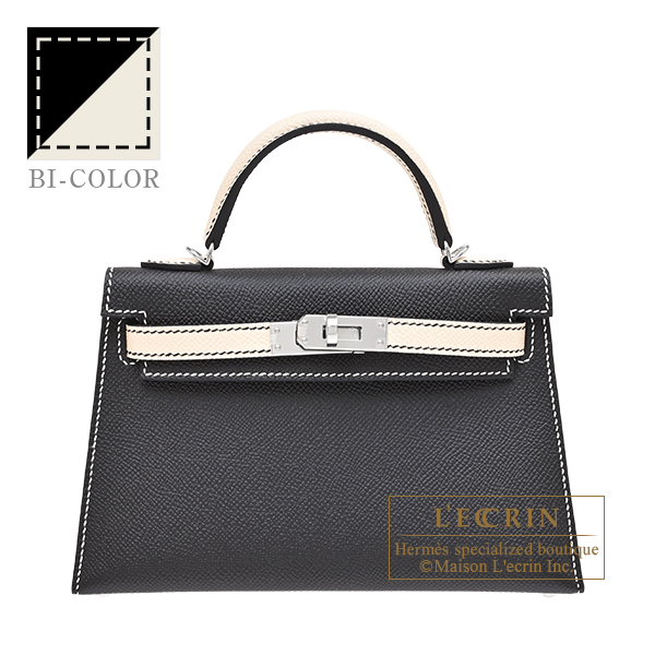 Hermes　Personal Kelly bag mini　Sellier　Black/Craie　Epsom leather　Silver hardware