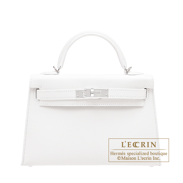Hermes　Kelly bag mini　Sellier　New white　Epsom leather　Silver hardware