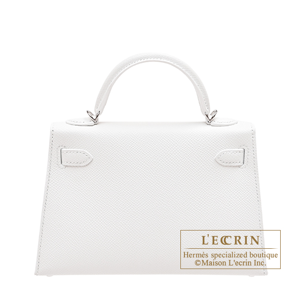 Hermes Kelly bag mini Sellier New white Epsom leather Silver hardware