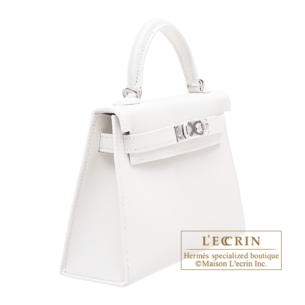 Hermes Kelly bag mini Sellier New white Epsom leather Silver hardware