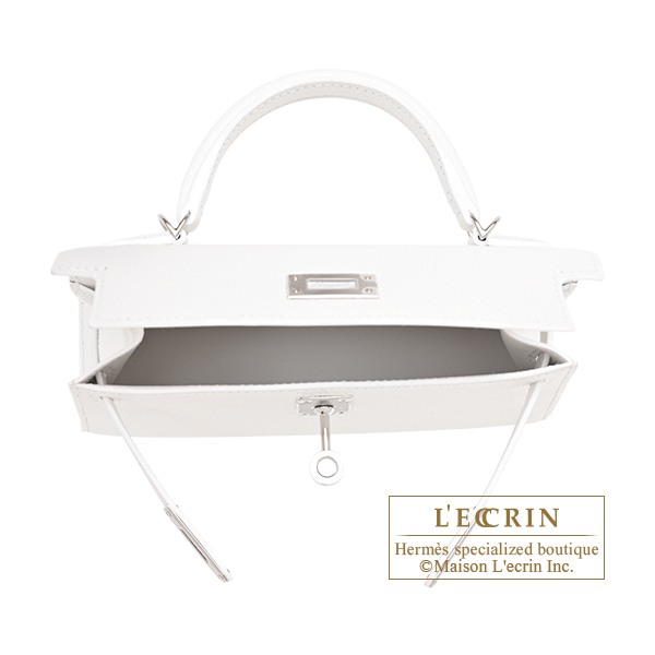 Hermes Kelly bag mini Sellier New white Epsom leather Silver hardware