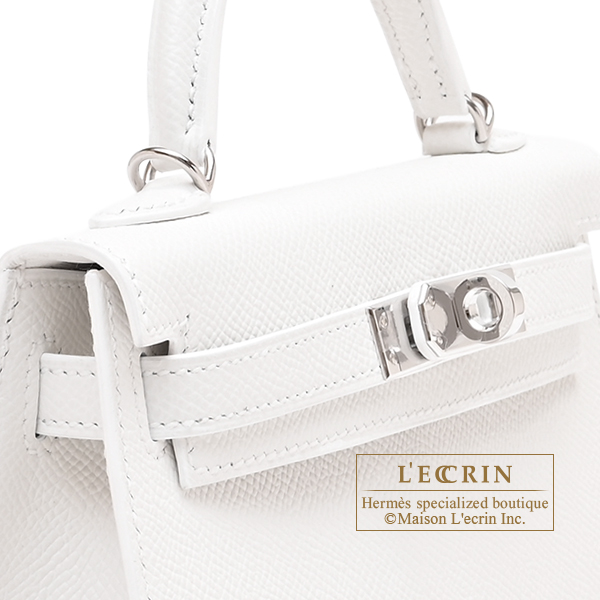 Hermes Kelly bag mini Sellier New white Epsom leather Silver hardware