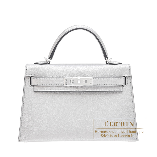 Hermes　Kelly bag mini　Sellier　Argent　Chevre chamkila goatskin　Silver hardware