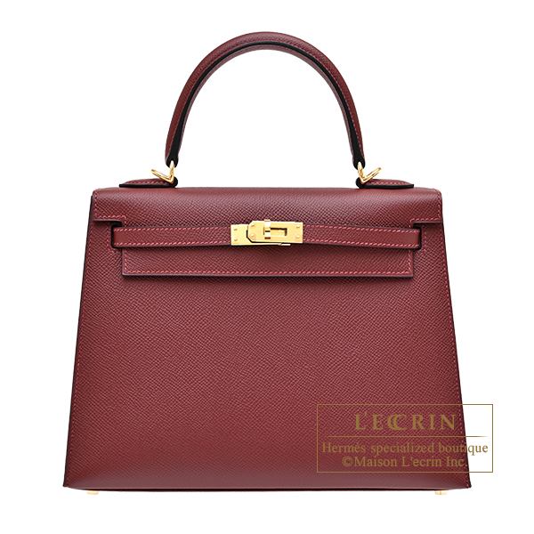 Hermes　Kelly bag 25　Sellier　Rouge H　Epsom leather　Gold hardware