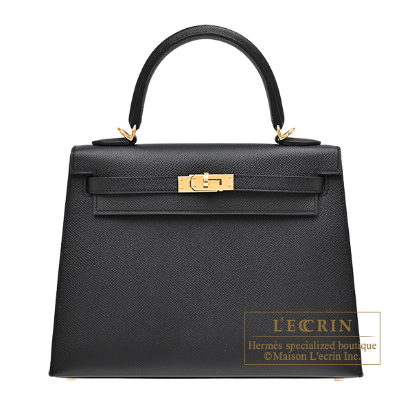 Hermes　Kelly bag 25　Sellier　Black　Epsom leather　Gold hardware