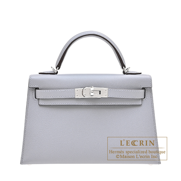 Hermes　Kelly bag mini　Sellier　Gris pantin　Madame leather　Silver hardware