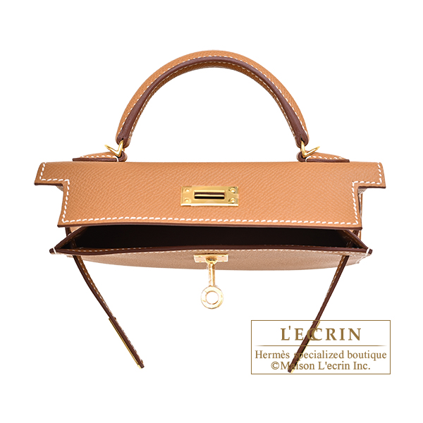 Hermes Kelly bag mini Sellier Gold Epsom leather Gold hardware
