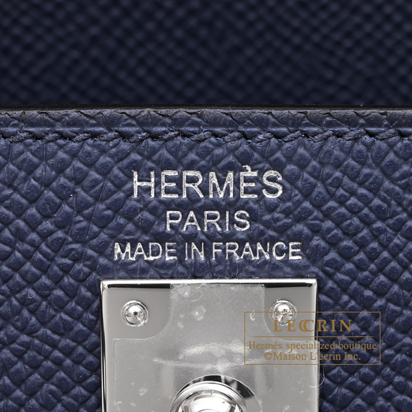 Hermes Kelly Tricolore bag 25 Sellier Blue abysse/Blue tie/Gris pantin Epsom leather Silver hardware