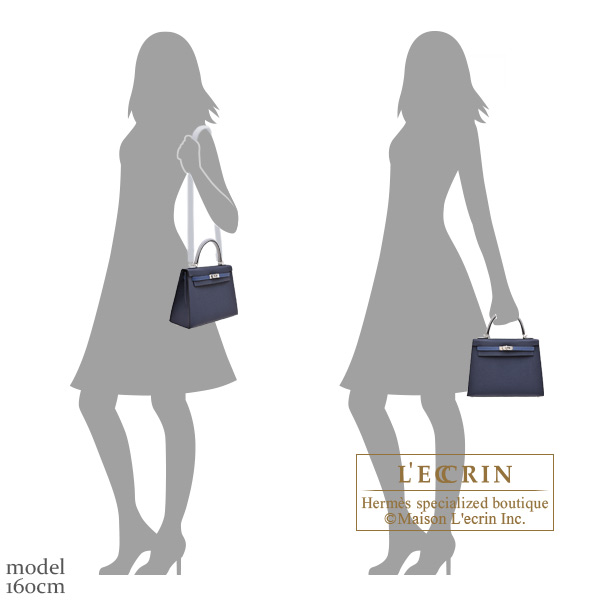 Hermes Kelly Tricolore bag 25 Sellier Blue abysse/Blue tie/Gris pantin Epsom leather Silver hardware