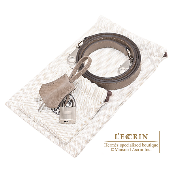 Hermes Kelly Tricolore bag 25 Sellier Trench/Craie/Etoupe grey Epsom leather Silver hardware
