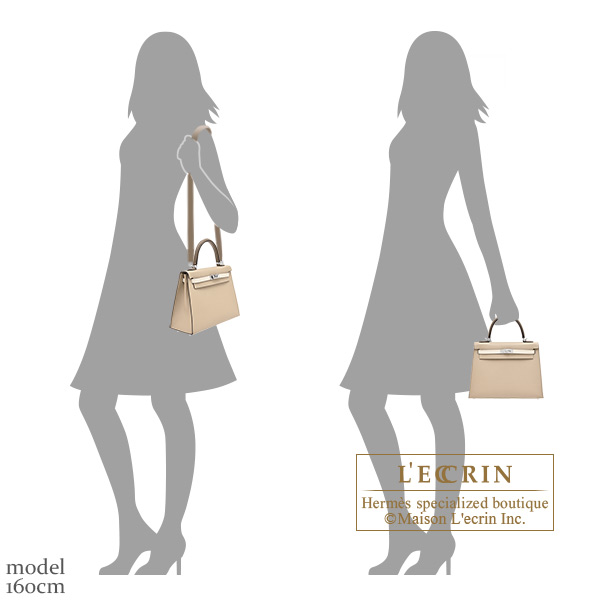 Hermes Kelly Tricolore bag 25 Sellier Trench/Craie/Etoupe grey Epsom leather Silver hardware