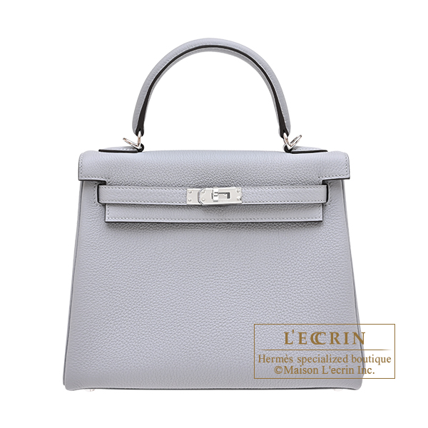 Hermes　Kelly bag 25　Retourne　Gris pantin　Togo leather　Silver hardware