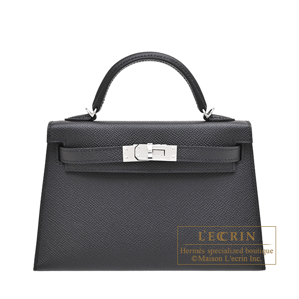Hermes　Kelly bag mini　Sellier　Black　Epsom leather　Silver hardware