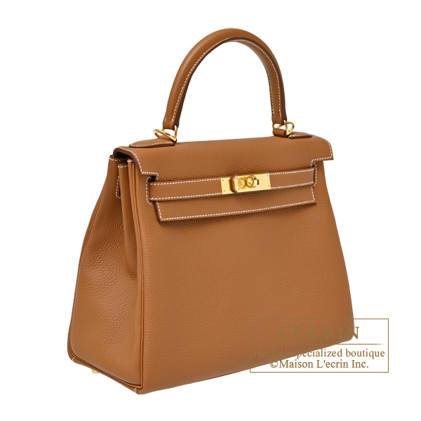 Hermes Kelly bag 28 Retourne Gold Togo leather Gold hardware