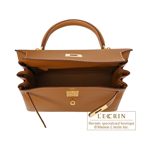 Hermes Kelly bag 28 Retourne Gold Togo leather Gold hardware