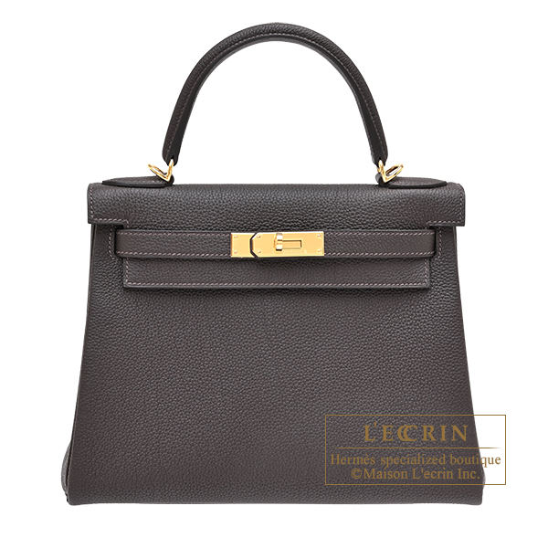 Hermes　Kelly bag 28　Retourne　Bai brun　Togo leather　Gold hardware