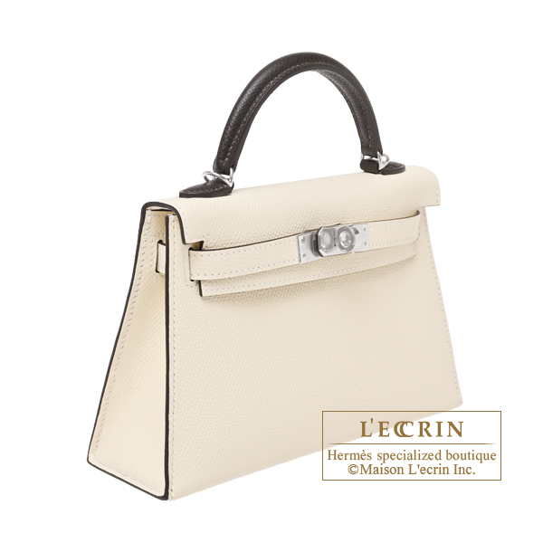 Hermes Kelly bag mini Tricolore Sellier Nata/Bai brun/Alezan Epsom leather Silver hardware