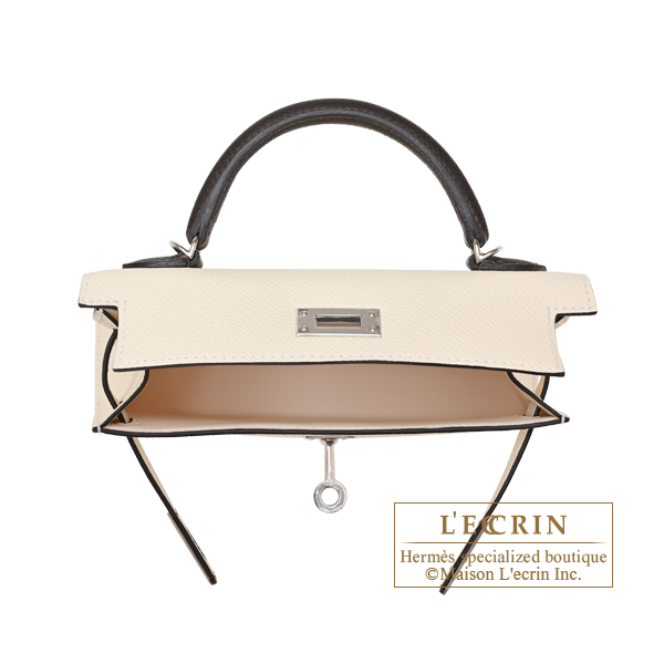 Hermes Kelly bag mini Tricolore Sellier Nata/Bai brun/Alezan Epsom leather Silver hardware