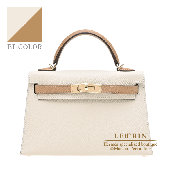 Hermes　Personal Kelly bag mini　Sellier　Craie/　Biscuit　Epsom leather　Champagne gold hardware