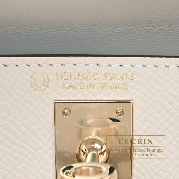 Hermes Personal Kelly bag mini Sellier Craie/ Biscuit Epsom leather Champagne gold hardware