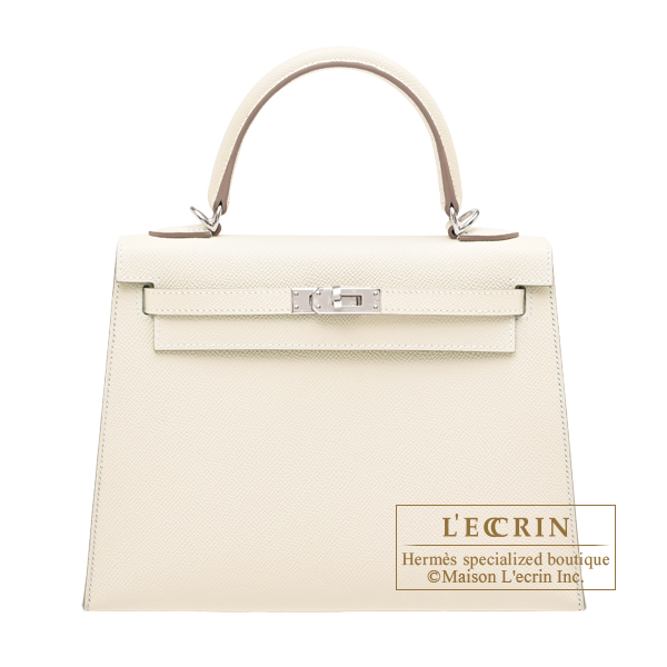Hermes　Kelly bag 25　Sellier　Craie　Epsom leather　Silver hardware