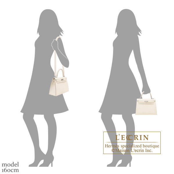 Hermes Kelly bag 25 Sellier Craie Epsom leather Silver hardware