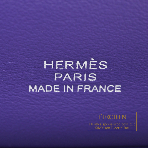 Hermes Kelly pochette Purple Swift leather Silver hardware