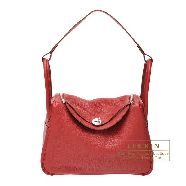 Hermes　Lindy bag 30　Rouge garance　Clemence leather　Silver hardware