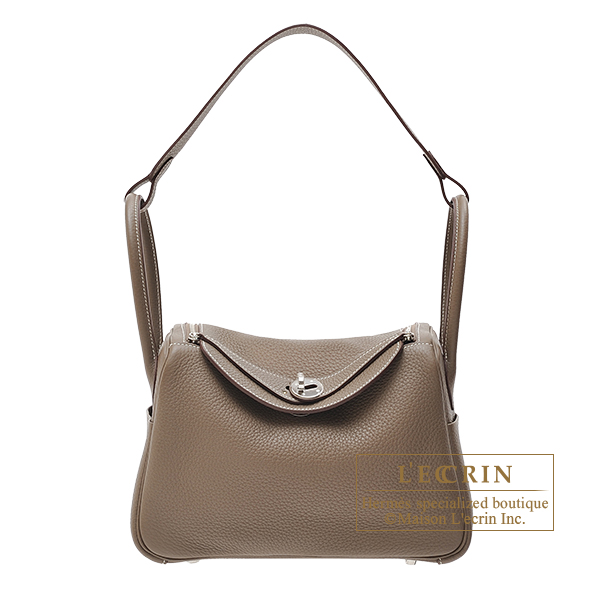 Hermes Lindy bag 26 Etoupe grey Clemence leather Silver hardware