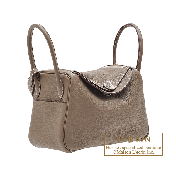 Hermes Lindy bag 26 Etoupe grey Swift leather Silver hardware