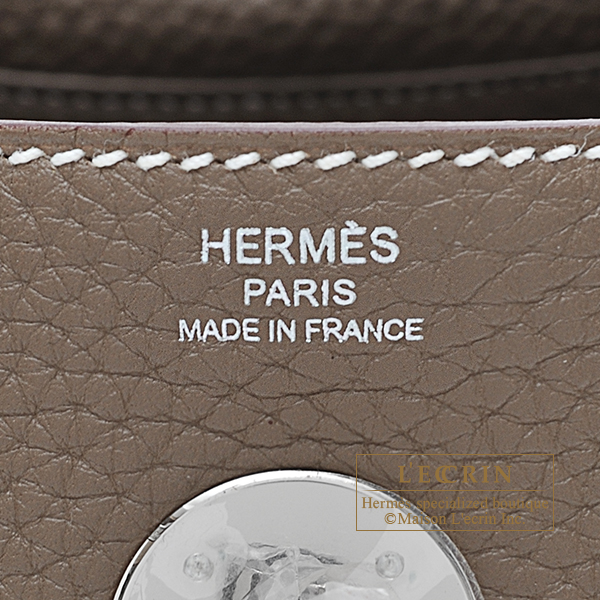 Hermes Lindy bag 30 Etoupe grey Clemence leather Gold hardware