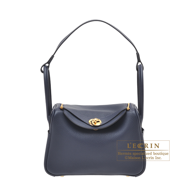 Hermes Lindy bag 26 Blue nuit Clemence leather Gold hardware