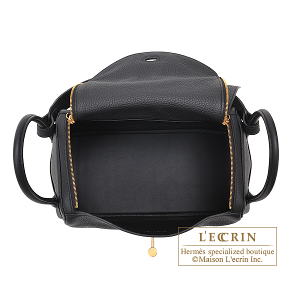 Hermes Lindy bag 26 Black Clemence leather Gold hardware